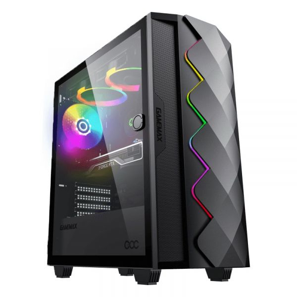  GameMax Diamond COC, Black,  , Midi Tower, E-ATX / ATX / Micro ATX / Mini-ITX, 1xUSB 3.1 / 1xUSB 2.0, . CPU - 170  / VGA - 340 , 1x120  ARGB,      -  1