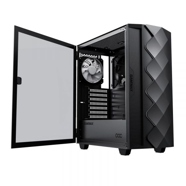  GameMax Diamond COC, Black,  , Midi Tower, E-ATX / ATX / Micro ATX / Mini-ITX, 1xUSB 3.1 / 1xUSB 2.0, . CPU - 170  / VGA - 340 , 1x120  ARGB,      -  4