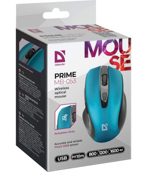   Defender Prime MB-053, Turquoise, USB,  ( PixArt 3065), 800-1600 dpi, 5 , 1xAA (52054) -  6