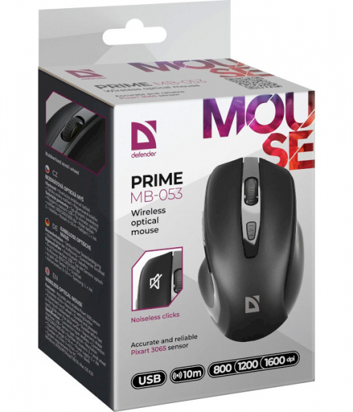   Defender Prime MB-053, Black, USB,  ( PixArt 3065), 800-1600 dpi, 5 , 1xAA (52053) -  6