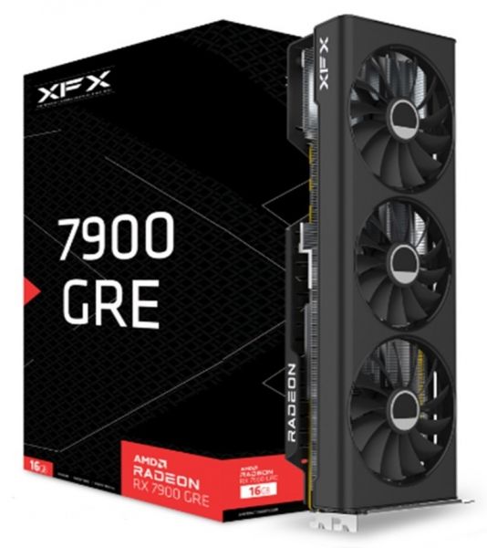  Radeon RX 7900 GRE, XFX Gaming, 16Gb GDDR6, 256-bit, HDMI/3xDP, 2395/18000 MHz, 2x8-pin, Bulk (RX-79GMBABFB) -  1