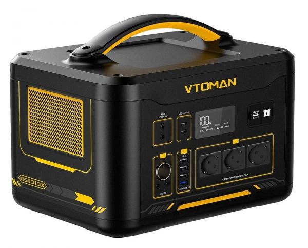   Vtoman Jump 1500X PB-22, Black, 1500  / 828 /, 2xType-C (100 ), 2xUSB (5, 3), DC, 2x220V -  1