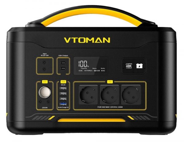   Vtoman Jump 1500X PB-22, Black, 1500  / 828 /, 2xType-C (100 ), 2xUSB (5, 3), DC, 2x220V -  2