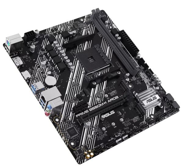 . AM4 (B550) Asus PRIME B550M-K ARGB, B550, 2xDDR4, Int.Video(CPU), 4xSATA3, 2xM.2, 1xPCI-E 4.0 x16, 1xPCI-E 3.0 x1, ALC887, RTL8111H, 6xUSB 3.2/4xUSB 2.0, HDMI/DP, MicroATX -  4