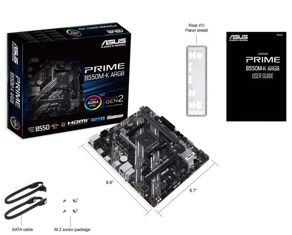 . AM4 (B550) Asus PRIME B550M-K ARGB, B550, 2xDDR4, Int.Video(CPU), 4xSATA3, 2xM.2, 1xPCI-E 4.0 x16, 1xPCI-E 3.0 x1, ALC887, RTL8111H, 6xUSB 3.2/4xUSB 2.0, HDMI/DP, MicroATX -  6