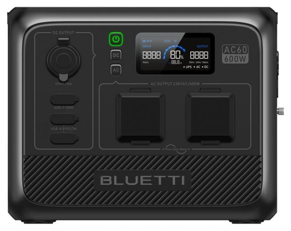   BLUETTI PowerOak AC60, Black, 600  / 403 /,  , 1xType-C (100 ), 2xUSB (5, 3), 2 x   , 2 x    230V,  LiFePO4 -  2