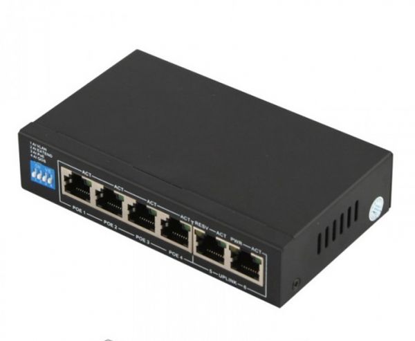 PoE  FoxGate S6004-E2-AI POE (60W), 410/100 PoE, 2100 RJ45 (Uplink), Black -  1