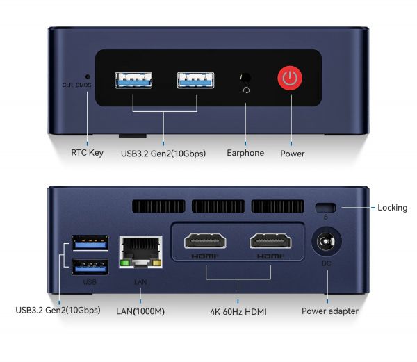  Beelink MINI S12, Black, N95 (4x3.4 GHz, 15 ), 16Gb DDR4 3200 MHz SO-DIMM, 500Gb SSD NVMe, 1x2.5" SATA, UHD Graphics, WiFi 5, Bluetooth 4.2, GLan, 4xUSB 3.2, 2xHDMI, Windows 11 Pro,  VESA   (BLMS12N9516500BK_W6) -  2