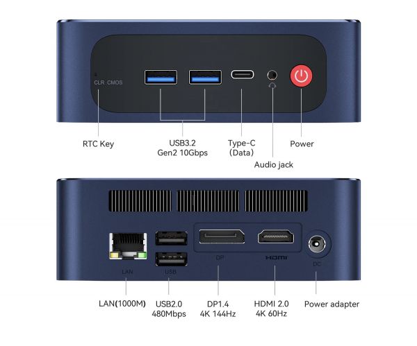  Beelink SEi12, Black, Core i5-12450H (8x3.3-4.4 GHz), 16Gb DDR4 3200 MHz SO-DIMM, 500Gb SSD NVMe, 1x2.5" SATA, UHD Graphics, WiFi 6, Bluetooth 5.2, GLan, 2xUSB 3.0 / 2xUSB 2.0, Type-C, HDMI/DP, Windows 11 Pro,  VESA (BLSE12450H16500BK_W6) -  2