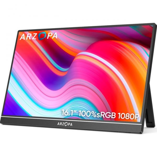  16.1" Arzopa G1 Game (Z1FC), Black, WLED, IPS, 1920x1080, 16:9, 5 , 144 , 250 /, 1200:1, 85/85, 2xType-C/ mini-HDMI, 2x1W -  2