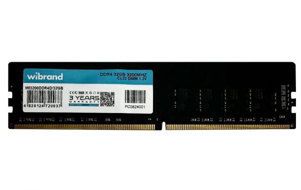 ' 32Gb DDR4, 3200 MHz, Wibrand, CL22, 1.2V (WI3200DDR4D/32GB) -  1