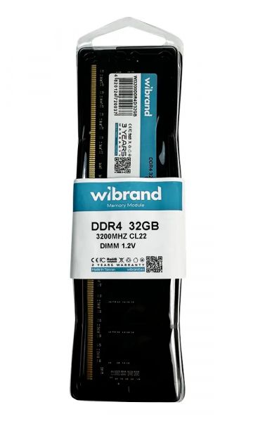 ' 32Gb DDR4, 3200 MHz, Wibrand, CL22, 1.2V (WI3200DDR4D/32GB) -  3