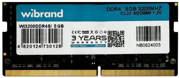  SO-DIMM, DDR4, 8Gb, 3200 MHz, Wibrand, 1.2V, CL22 (WI3200DDR4S/8GB) -  1