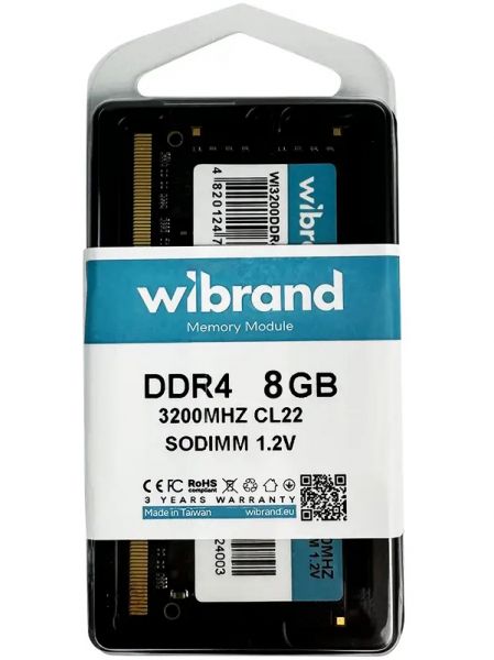  SO-DIMM, DDR4, 8Gb, 3200 MHz, Wibrand, 1.2V, CL22 (WI3200DDR4S/8GB) -  2