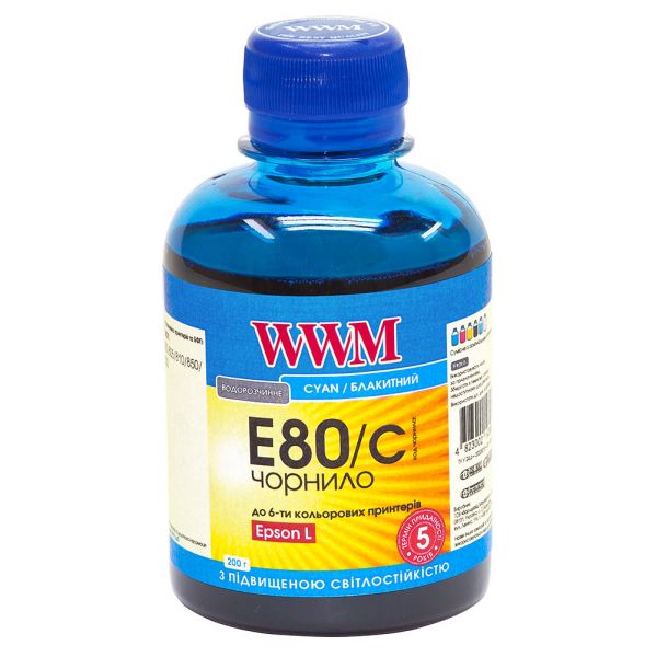  WWM Epson L800/L805/L810/L850/L1800, Cyan, 200 ,  (E80/C) -  1