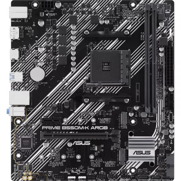 ASUS c  PRIME B550M-K ARGB sAM4 B550 4xDDR4 M.2 HDMI DVI D-Sub mATX ARGB 90MB1GC0-M0EAY0 -  1