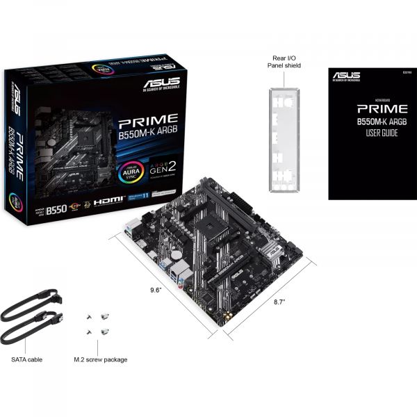 ASUS c  PRIME B550M-K ARGB sAM4 B550 4xDDR4 M.2 HDMI DVI D-Sub mATX ARGB 90MB1GC0-M0EAY0 -  7