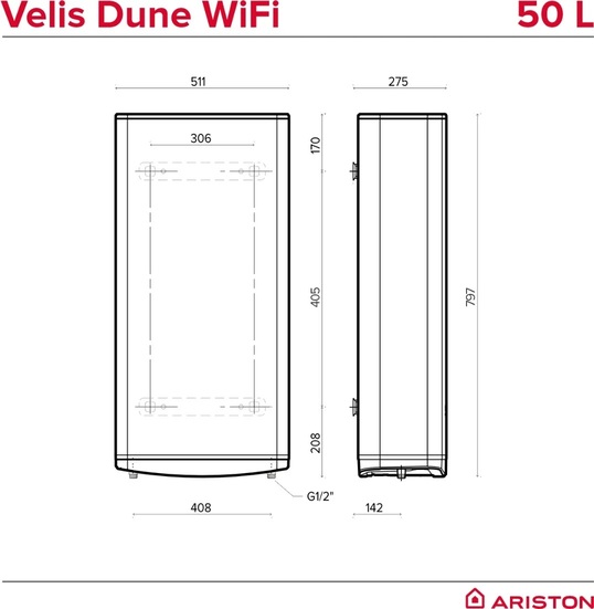  Ariston VELIS DUNE WIFI 50 EU (4018000) -  5