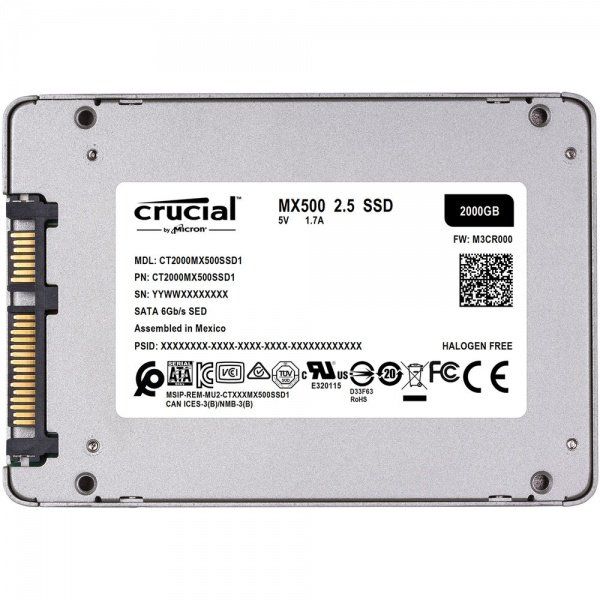SSD  Crucial MX500 2TB 2.5" SATA 3D TLC (CT2000MX500SSD1) -  3