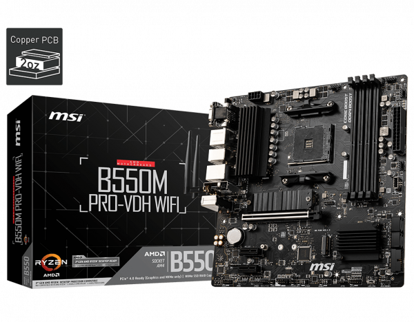 MSI c  B550M PRO-VDH WIFI sAM4 B550 4xDDR4 HDMI D-Sub WiFi BT mATX 911-7C95-056 -  2