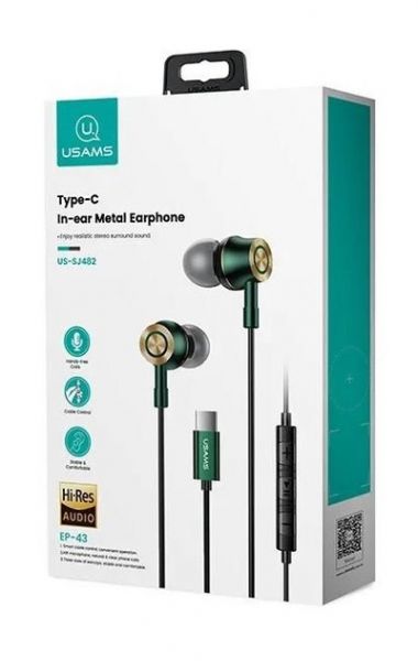  Usams EP-43 USB-C Dark Green (HSEP4302) -  2