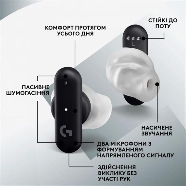  Logitech FITS True Wireless Gaming Earbuds White (985-001183) -  14