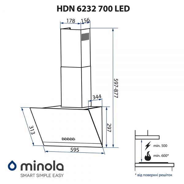  Minola HDN 6232 WH/INOX 700 LED -  9