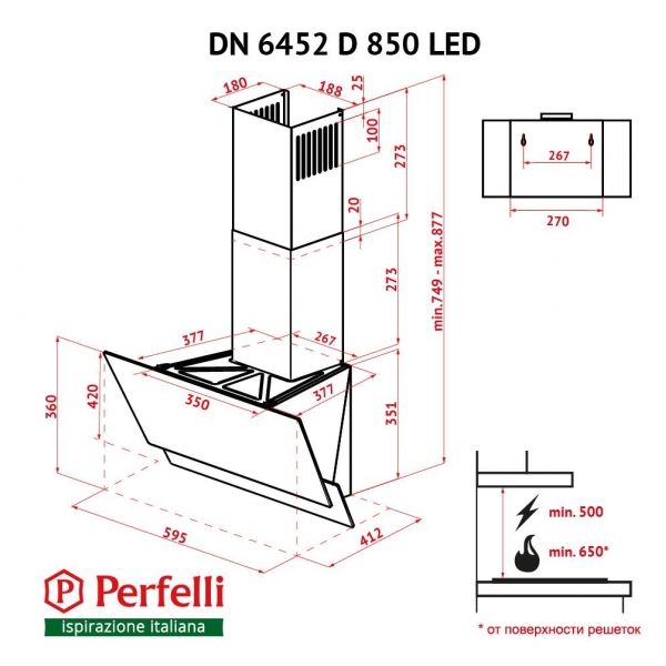  Perfelli DN 6452 D 850 GR LED -  9