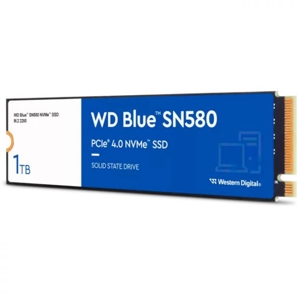   M.2 1Tb, Western Digital Blue SN580, PCI-E 4.0 x4, 3D TLC, 4150/4150 MB/s (WDS100T3B0E) -  1