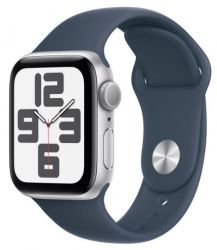   Apple Watch SE 40mm Silver Alum Case with Storm Blue Sp/b - M/L (MRE23QP/A)