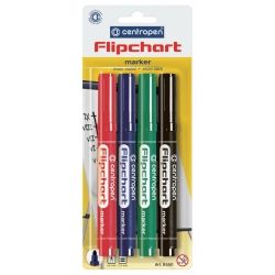   Centropen Flipchart 8550 2,5 , round tip, SET 4colors (BLister) (8550/4/BL)