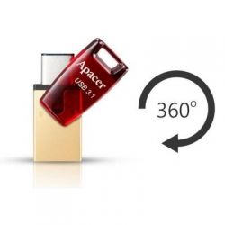 USB   Apacer 64GB AH180 Red Type-C Dual USB 3.1 (AP64GAH180R-1) -  5