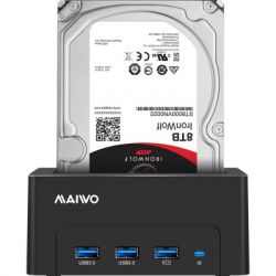 - 2.5"/3.5" Maiwo K308H, Black,  HDD 2,5"/3,5" SATA  USB3.0 . . 3*USB3.0-  -  3