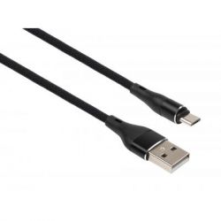   USB 2.0 AM to Micro 5P 1.0m cylindric nylon back Vinga (VCPDCMCANB1BK) -  1