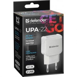   Defender UPA-22 white, 2xUSB, 2.1A (83580) -  3