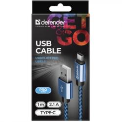   USB 2.0 AM to Lightning 1.0m ACH01-03T 2.1A blue Defender (87811) -  3