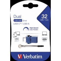 USB   Verbatim 32GB Dual USB Drive USB 3.0/Type-C (49966) -  2