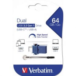 USB   Verbatim 64GB Dual USB Drive USB 3.0/Type-C (49967) -  2