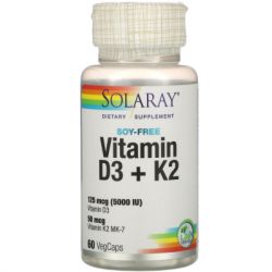  Solaray  D3 + K2, Soy-Free, 60   (SOR-38584)