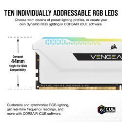     DDR4 16GB (2x8GGB) 3600 MHz Vengeance RGB Pro SL White Corsair (CMH16GX4M2D3600C18W) -  4