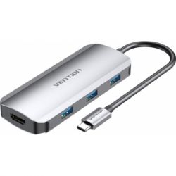  Vention USB3.1 Type-C --> HDMI/USB 3.0x3/PD 100W Hub 5-in-1 (TODHB)