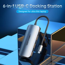  Vention USB3.1 Type-C --> HDMI/USB-C Gen 1/USB 3.0x3/PD 100W Hub 6-i (TOFHB) -  3