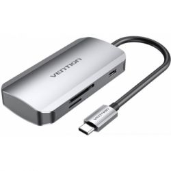  Vention USB3.1 Type-C --> USB 3.0x3/SD/TF/PD 100W Hub 6-in-1 (TNHHB)