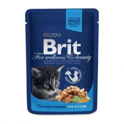     Brit Premium Cat Pouches Chicken Chunks for Kitten 100  (8595602506026)