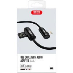   NB38 USB - Lightning + Lightning Audio 1.0m 2.4 Black XoKo (XO-NB38) -  4