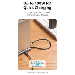  Vention USB3.1 Type-C to DP/HDMI/VGA/USB-C/USB3.0x3/RJ45/SD/TF/TRRS 3.5mm/PD 100W 12in1 (THSHC) -  9