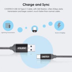   USB 3.0 AM to Type-C 1.0m 2.4A Choetech (AC0007) -  5