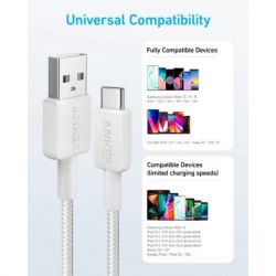   USB 2.0 AM to Type-C 0.9m 322 White Anker (A81H5H21/A81H5G21) -  2