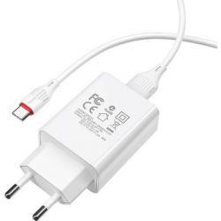   BOROFONE BA21A Long journey single port QC3.0 charger set (Type-C) White (BA21ACW) -  3