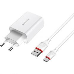   BOROFONE BA21A Long journey single port QC3.0 charger set (Type-C) White (BA21ACW)